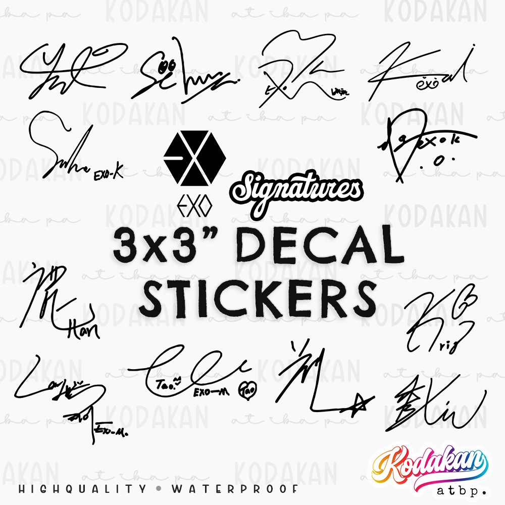 Exo Signature Kpop Decal Stickers for Vehicles, Laptops, Luggage, etc ...