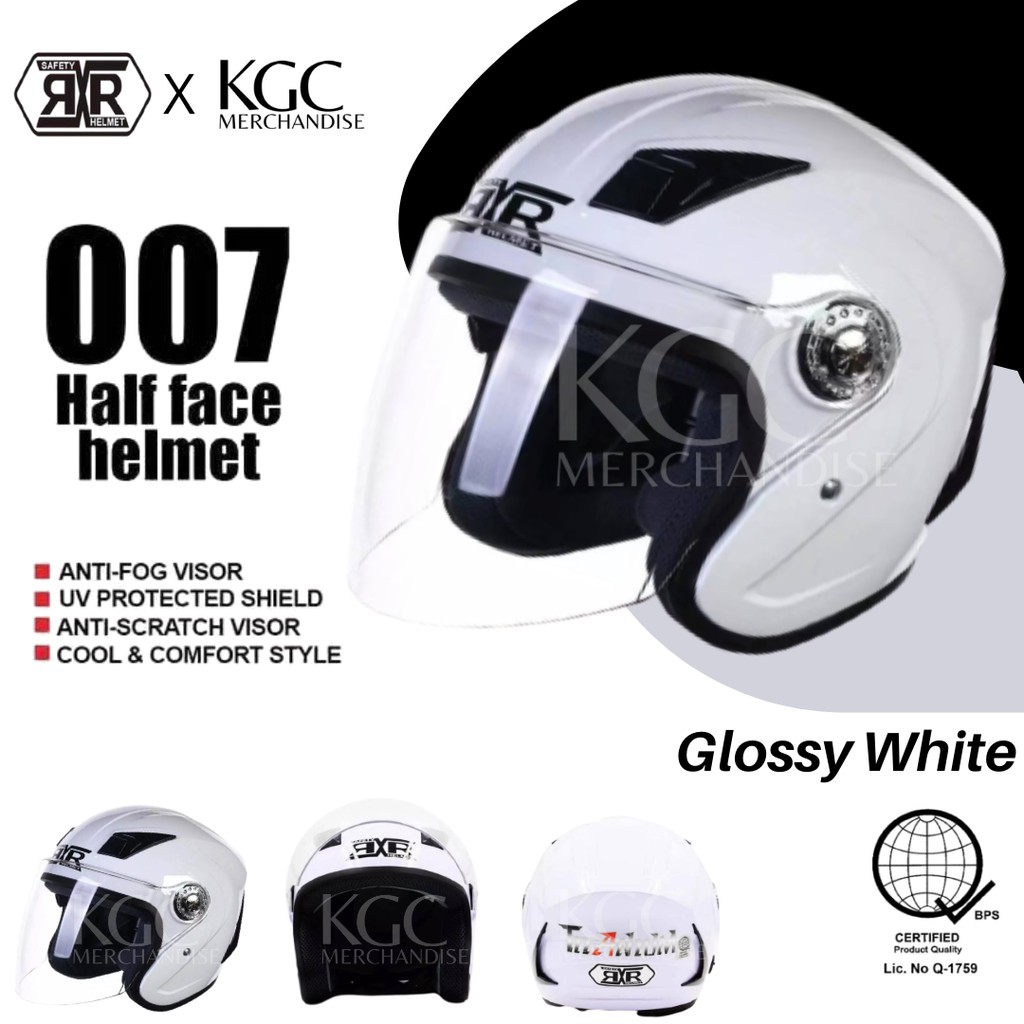 RXR007 Half Face Helmet With Clear Visor Motorcycle Half Open Face
