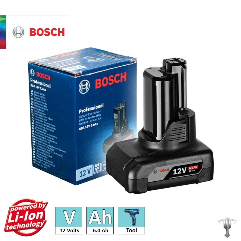 Bosch GBA 12V 6.0Ah Professional 12 V Li-Ion Battery for Bosch Cordless  Tools