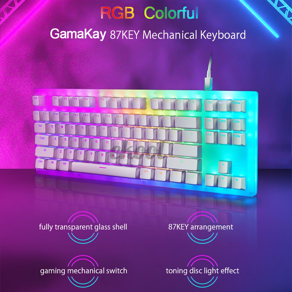 GamaKay K87 87 Keys Mechanical RGB Gaming Keyboard Hot Swappable TypeC