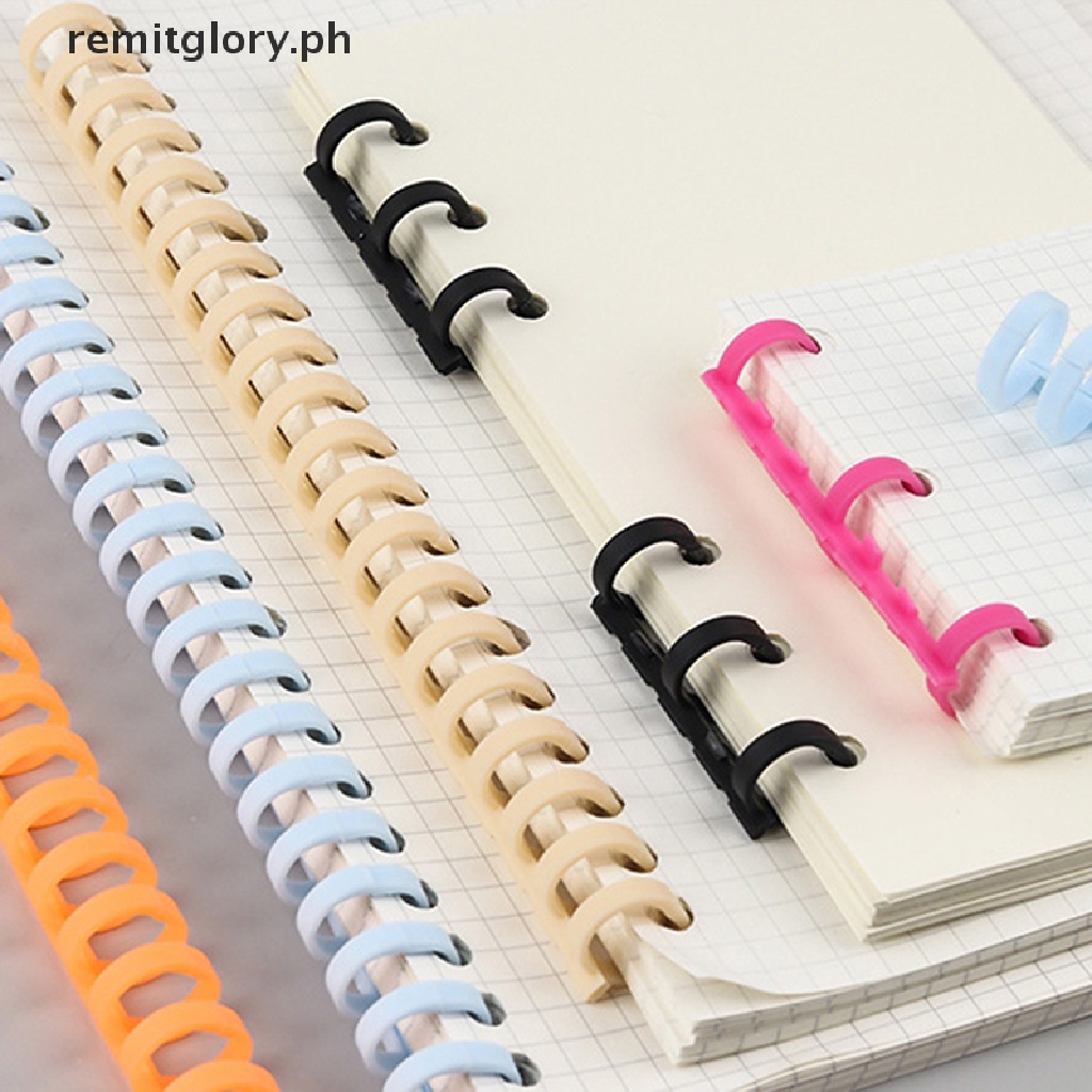 remitglory 30 Hole Loose-leaf Plastic Binding Ring Spring Spiral Rings ...