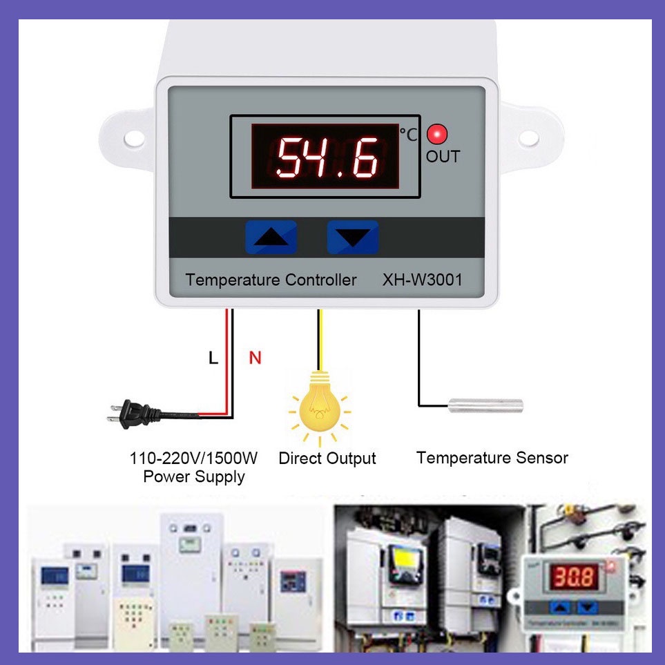 110-220V 1500W Digital LED Temperature Controller Thermostat Control ...