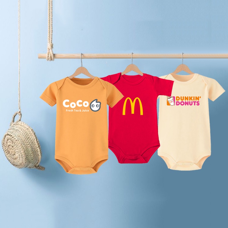 Food Themed MCDO KRISPY KREME Logo Cotton Baby Onesie Cute Baby Romper