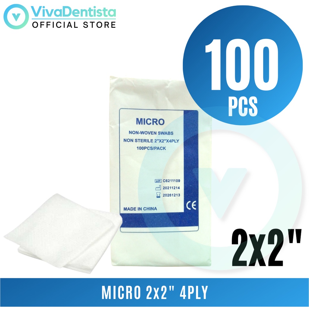 DEFEND Non Woven Sponges 2x2" 4ply Gauze (100pcs) VivaDentista Dental