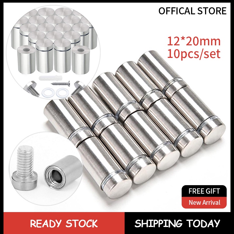 thumbnail image 2 of 12-Piece 1x2 Inch Stainless Steel Standoff Screws - Sign Mounting Hardware For Glass & Acrylic 2 of 4