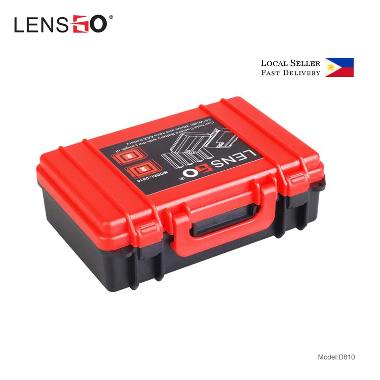 LENSGO Camera Batterij & Geheugenkaart Case – Oranje, ABS+PC, Waterdicht & Schokbestendig, Voor 2 Accu’s, 4 SD, 2 CF/XQD, Incl. Karabijnhaak 4 miniatura