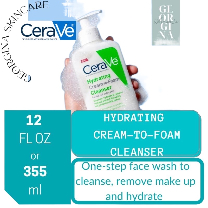 CeraVe Hydrating CreamtoFoam Cleanser, Makeup Remover&Face Wash, w