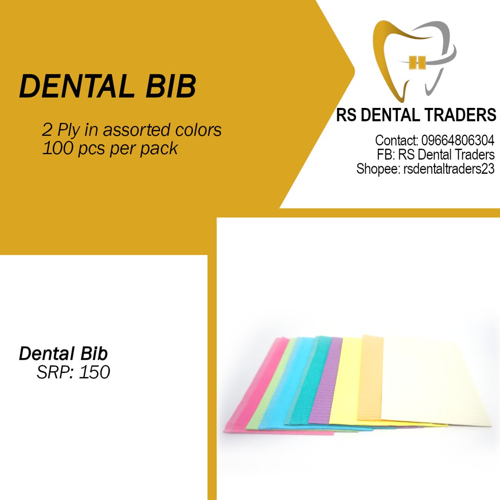 Dental Bib by 2 ply 100 pcs assorted colors 2ply Shopee