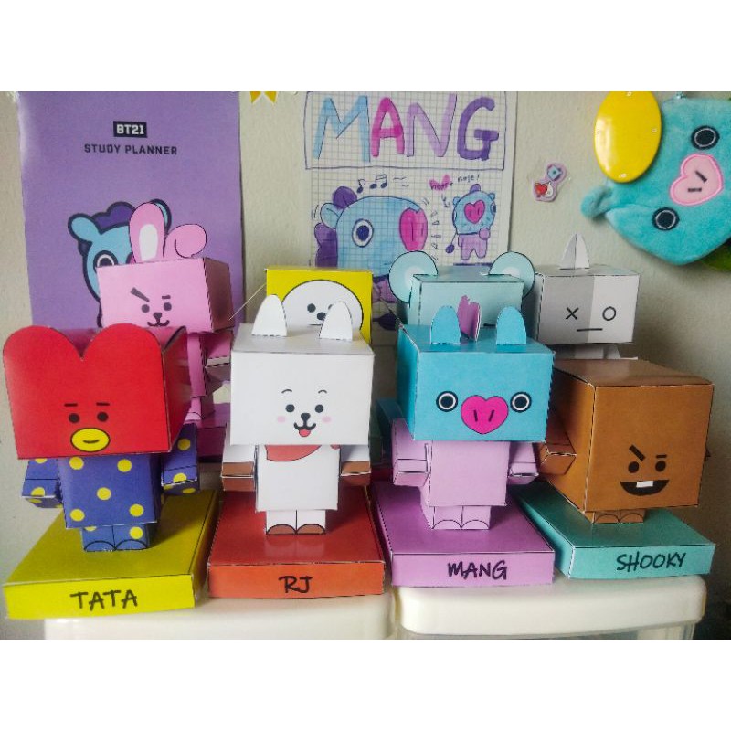 Bt21 Paper Model Bt21 Bts Shooky Cooky Mang Rj Van Chimmy Koya | Shopee ...