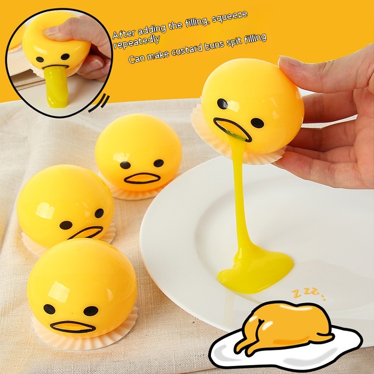 Squishy Puking Egg Yolk Squeeze Ball With Yellow Goop Relieve