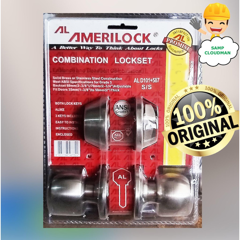 Amerilock Combination Lockset Stainless Door Knob w Single Deadbolt ...