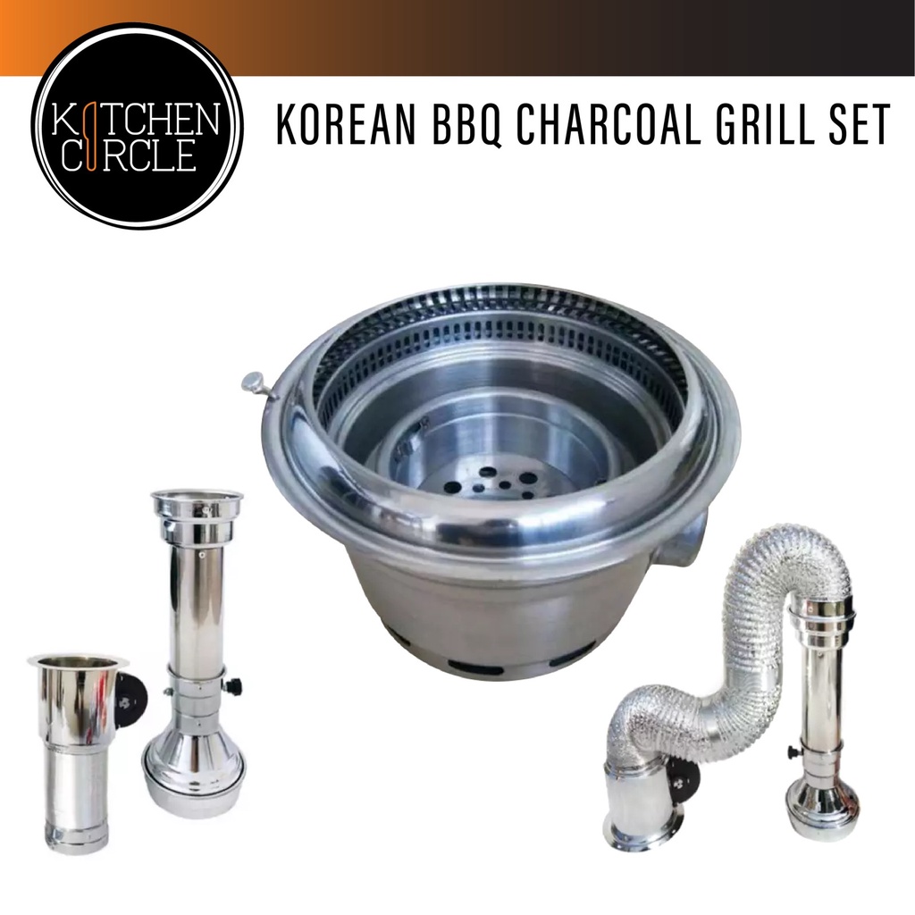 Korean BBQ Charcoal Grill Set (Korean BBQ Exhaust (Silver) & Charcoal Grill) Shopee Philippines