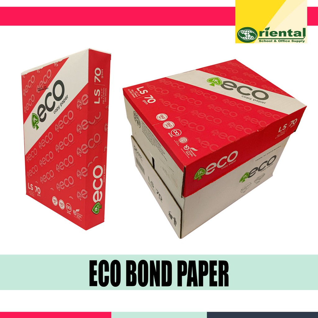 1 box Eco Copy Paper Bond Paper A4 Size Substance 20 / 70 gsm 8.25 x 11.75 inches Shopee