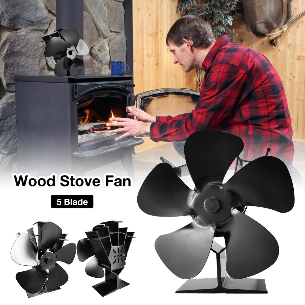 5 Blades Fireplace Fan Wood Stove Fan Quiet Heat Powered Eco Fan For Log  Burner Home Fireplace Fan | Shopee Philippines