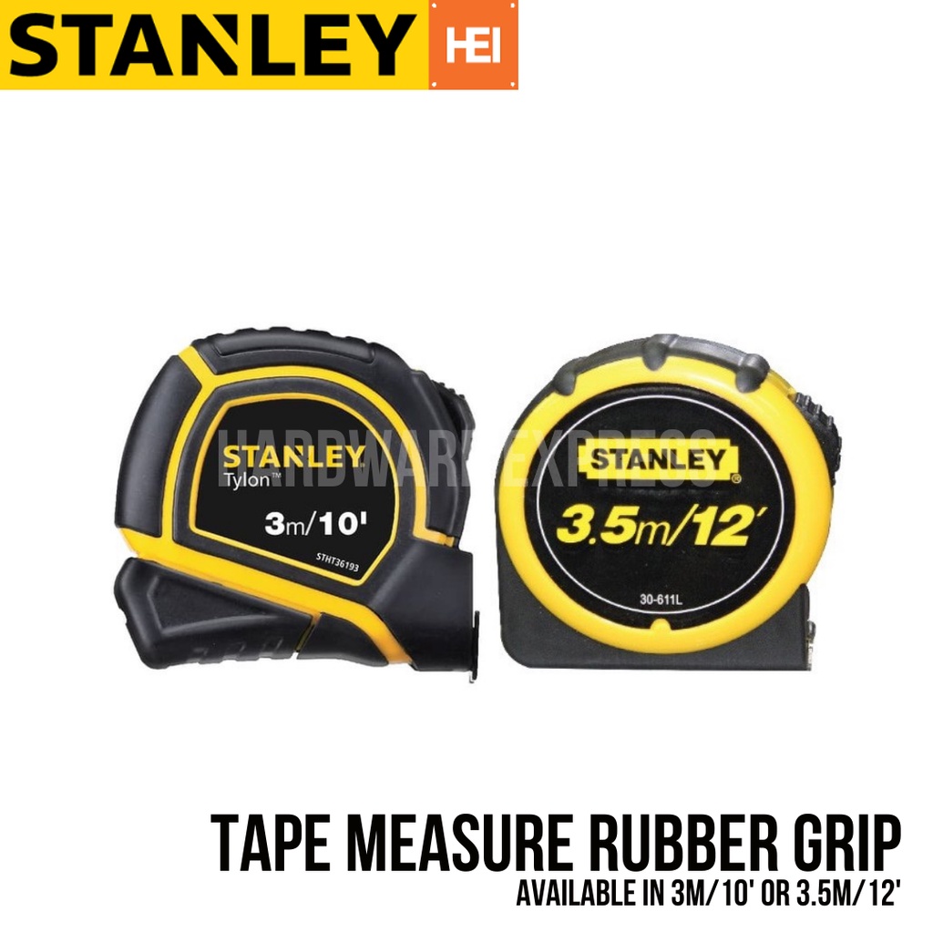 STANLEY Rubber Grip Tape Measure 3m/10ft 36193 / 3.5m/12ft 30611L