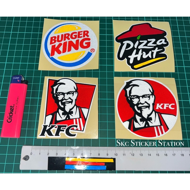 Burger King / KFC / Pizza Hut Sticker Cutting Overlapping Reflective ...