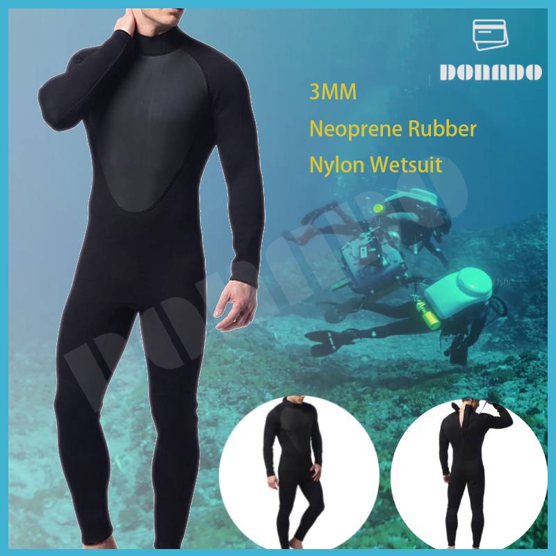 Neoprene Men Full Bodysuit Wetsuit 3mm Scuba Zipper Diving Stretchy