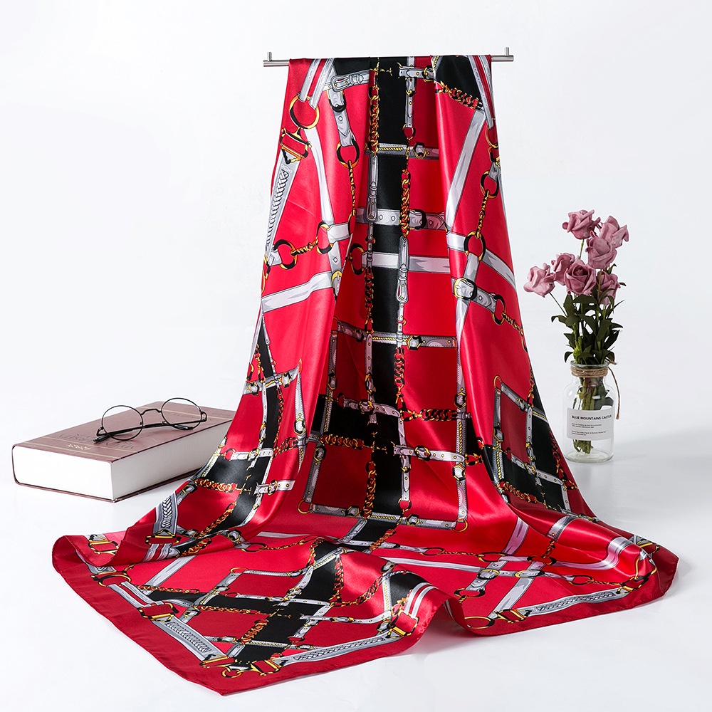 Parsimonious A1-9# New Print Satin Silk Scarf 90*90cm Chest Wrap