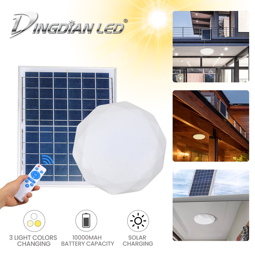 DingDian LED Solar Ceiling Light 30W Tricolor Solar Light indoor House ...
