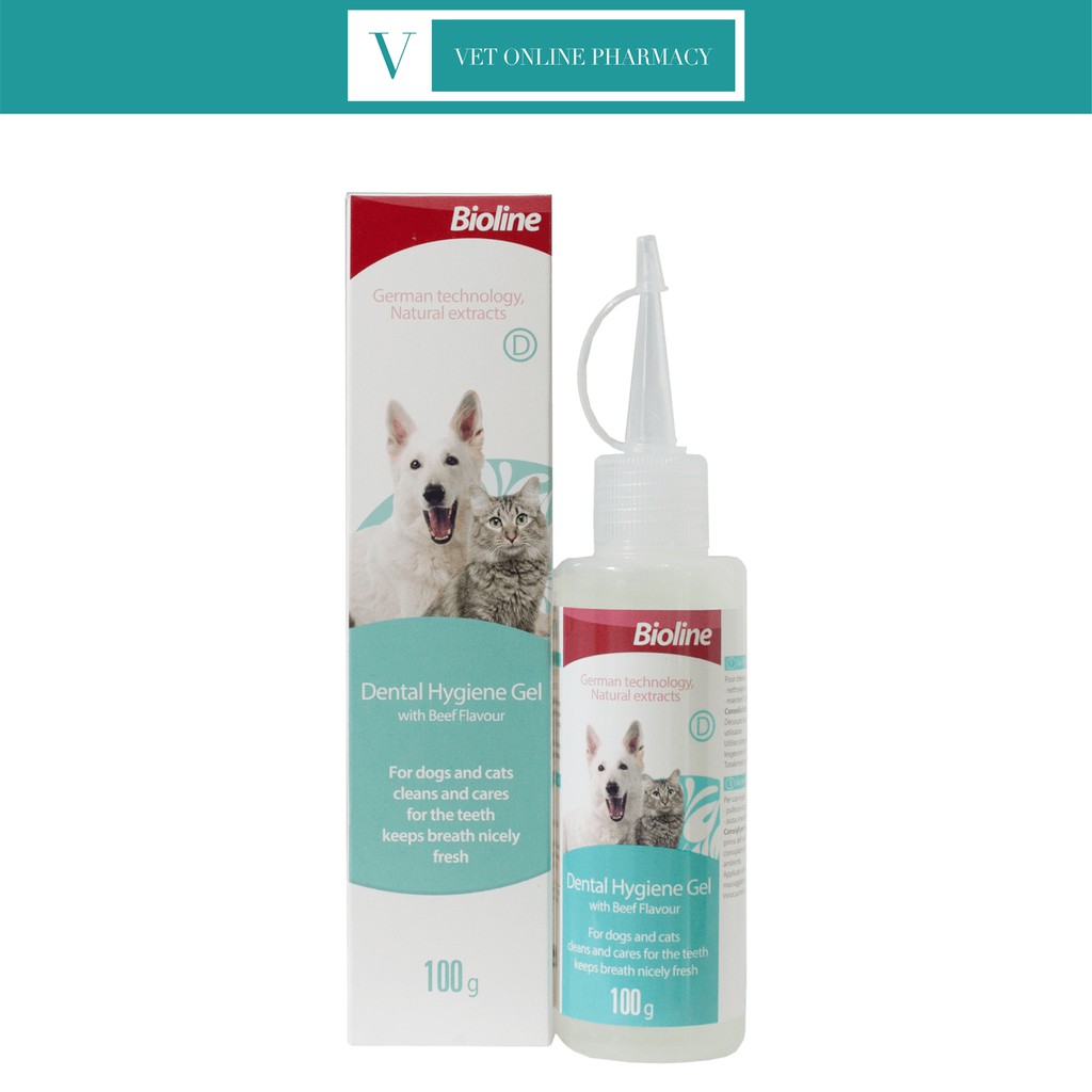 Bioline Dental Hygiene Gel with Beef Flavour for Dogs and Cats 100g EXP ...