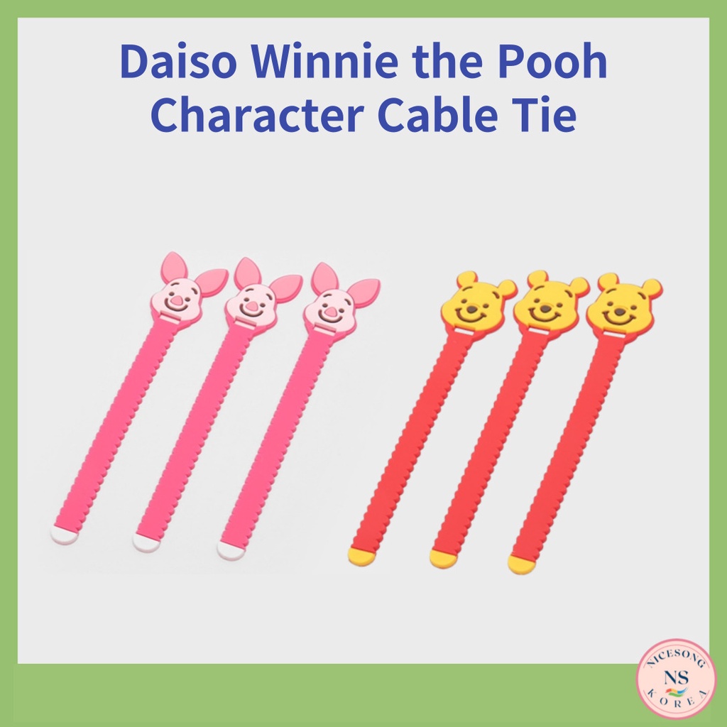 [Daiso Korea]Winnie the Pooh Character Cable Tie Piglet/Pooh Daiso