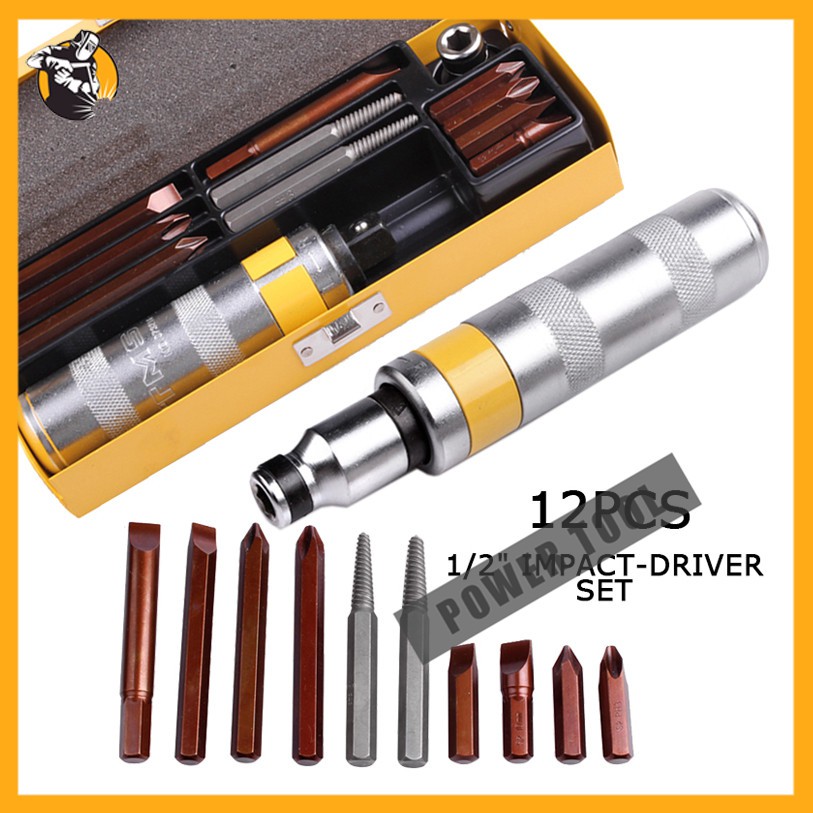GEARWRENCH 12 Pc. 1 2 Drive Impact Driver Set Screwdriver Bit Set with Tough Case