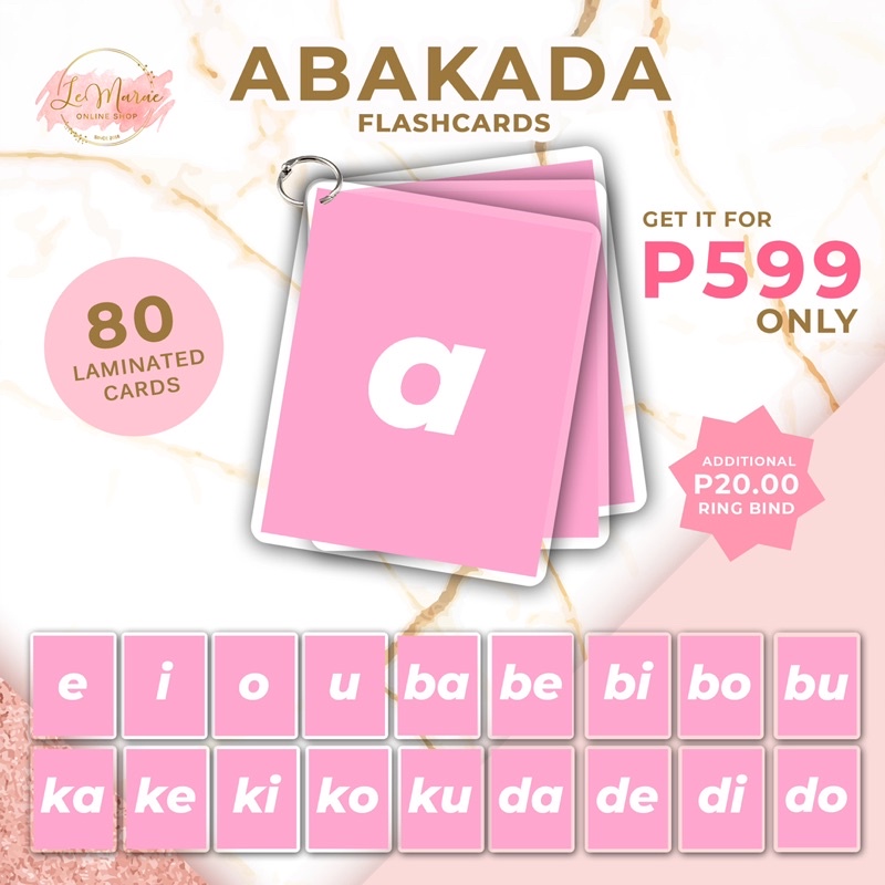 Le Marae Shop - Laminated Flashcards ABAKADA CARDS PLAIN | Shopee ...