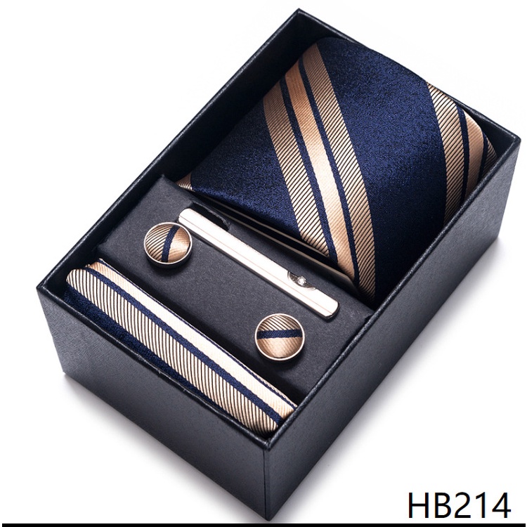 Tie Gift Box Men 8cm Necktie Business Formal Square Scarf Cufflinks ...