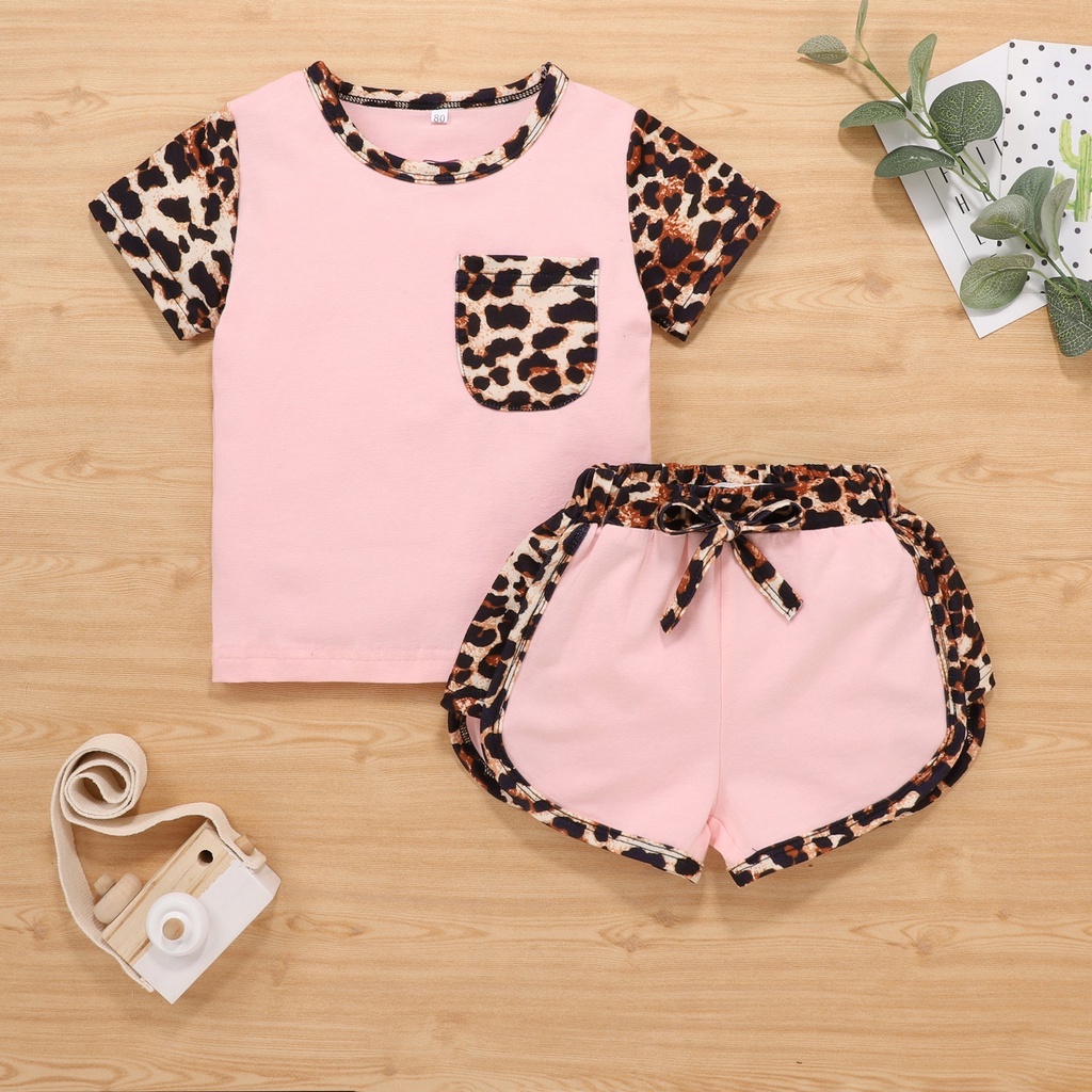 Toddler Girls Clothes Leopard Print Short Sleeve Tops Pants 2Pcs ...