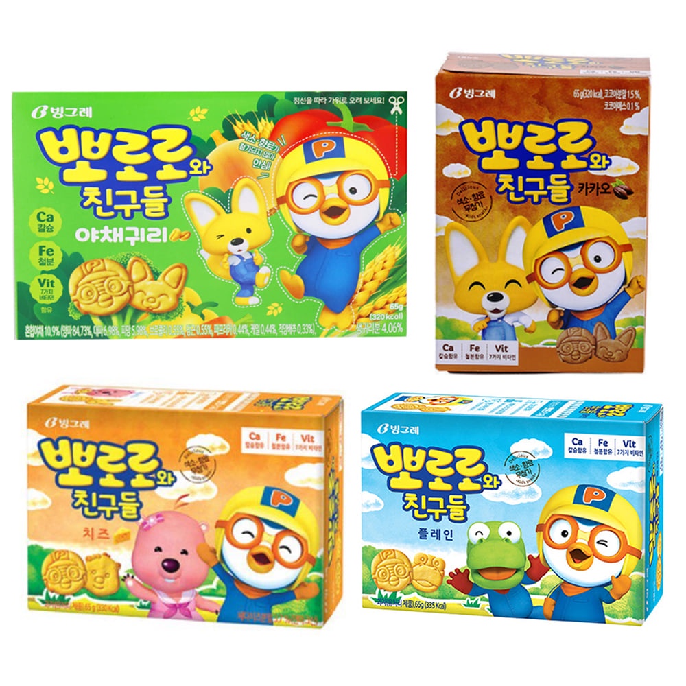 Binggrae Pororo Biscuit Plain Cheese Cacao 65g 