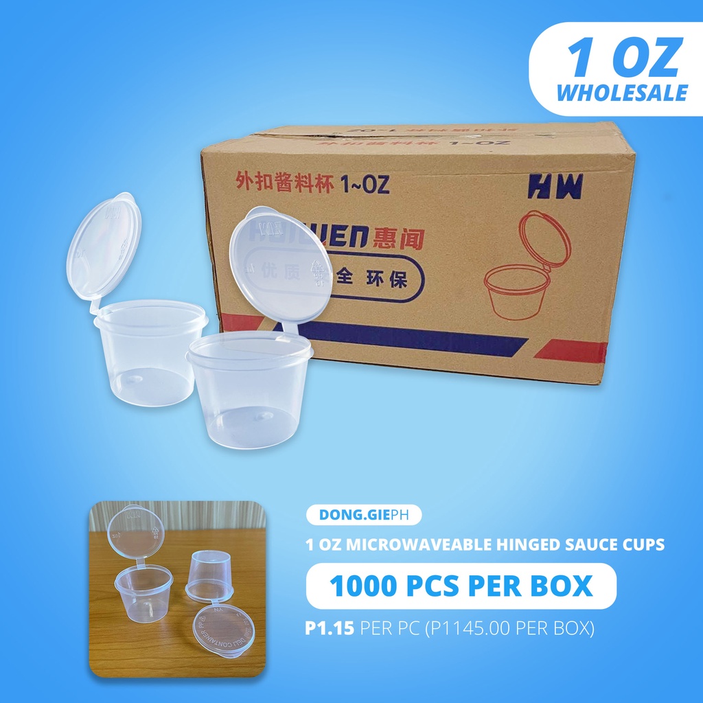 1oz Microwavable Sauce Container Hinged Cup 1000pcs per box