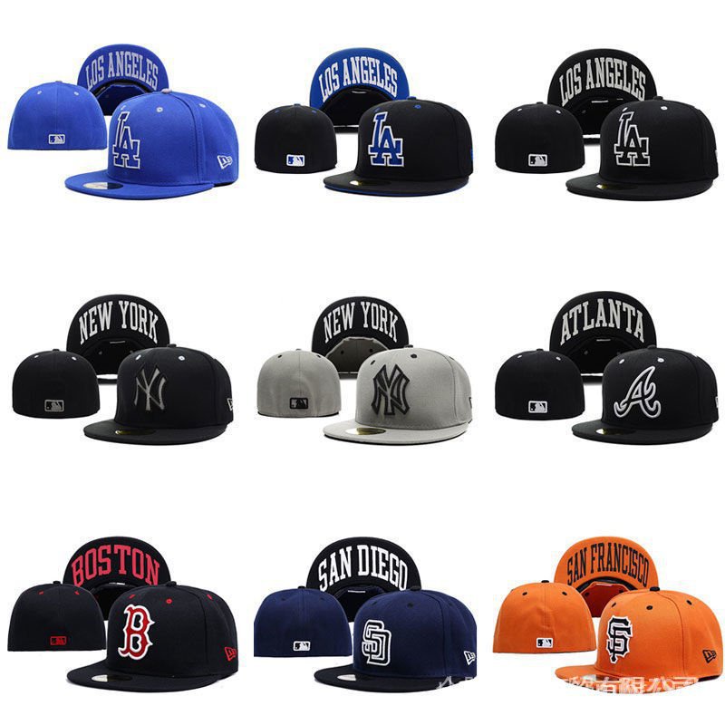 Fully closed and nonadjustable baseball cap M L.B flat edge big size