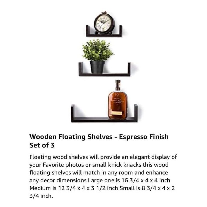 WOODEN FLOATING SHELVES espresso finish set of 3! Shopee Philippines