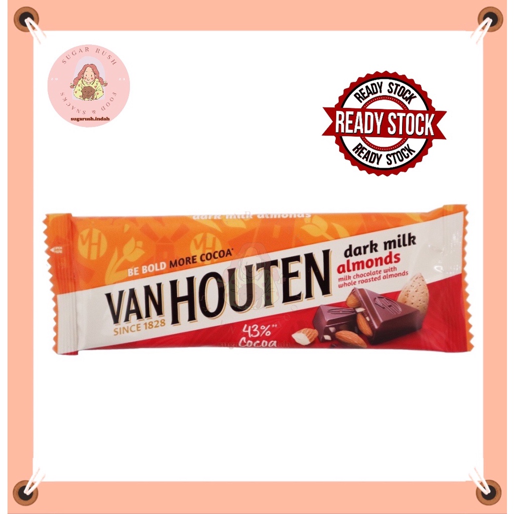 Van Houten Dark Milk Almonds 43 Cocoa Chocolate Bar 40g Coklat Shopee Philippines 9230