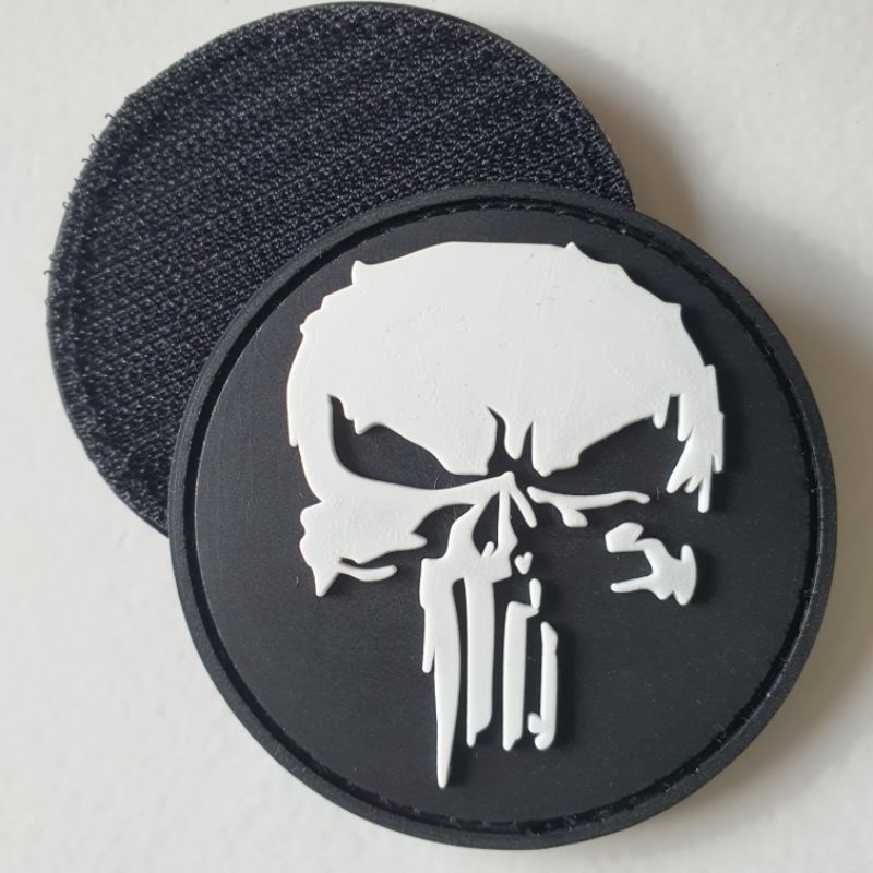 Patch RUBBER LOGO Skull SCULL Round/VELCRO TACTICAL RUBBER EMBLEM PATCH ...