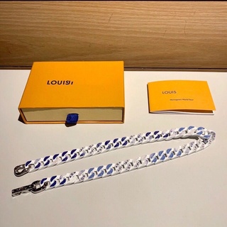 LV L Donkey's New Blue Sky White Clouds Cuban Bracelet Necklace Small Lv &  Incklv Blue Gradient Coup