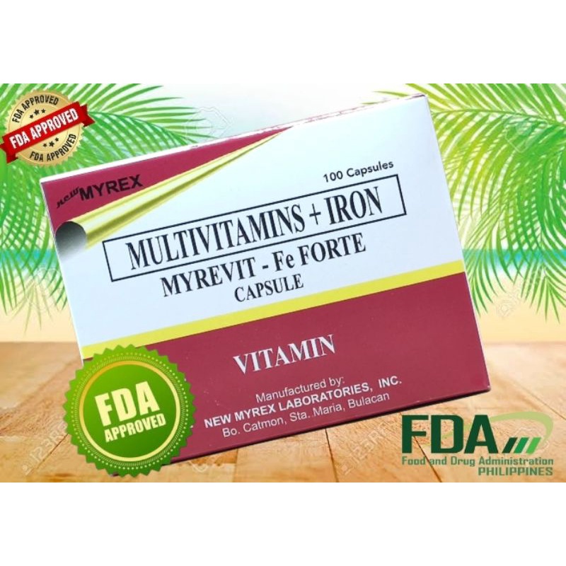 Myrevit Fe Forte (Multivitamins + Iron) 100 Capsules Shopee Philippines