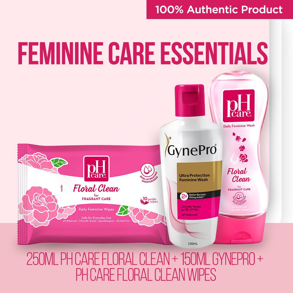 Feminine Care Essentials Bundle (pH Care Floral Clean 250mL & Wipes ...