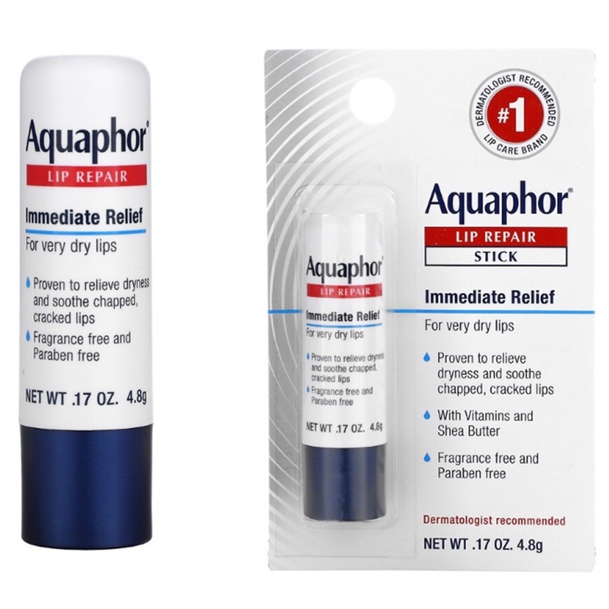 Aquaphor Lip Repair, Lip Balm, Immediate Relief, Fragrance Free ...