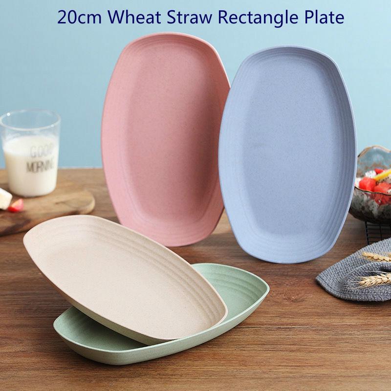 30cm Wheat Straw Rectangle Plate food dish colorful plates fruit