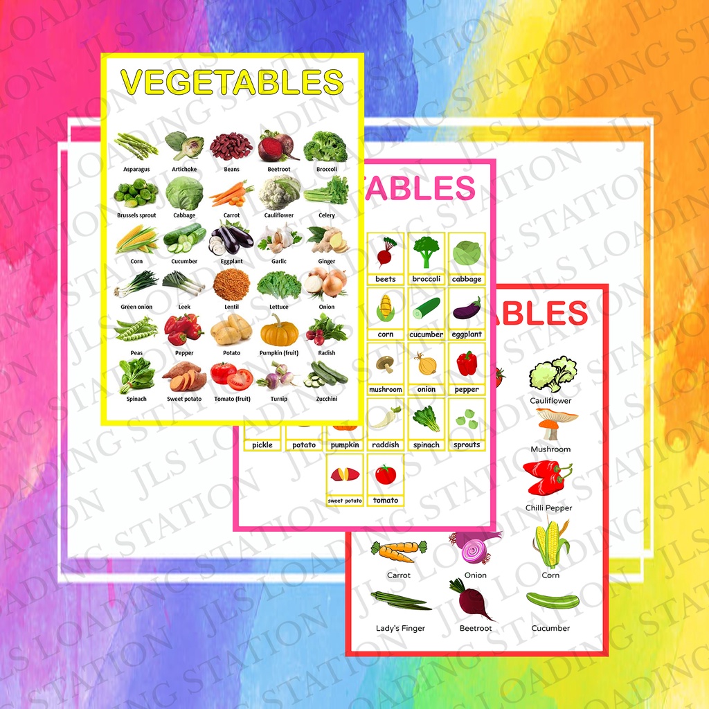 EDUCATIONAL CHARTS VEGETABLES (LAMINATED) A4 SIZE | Shopee Philippines