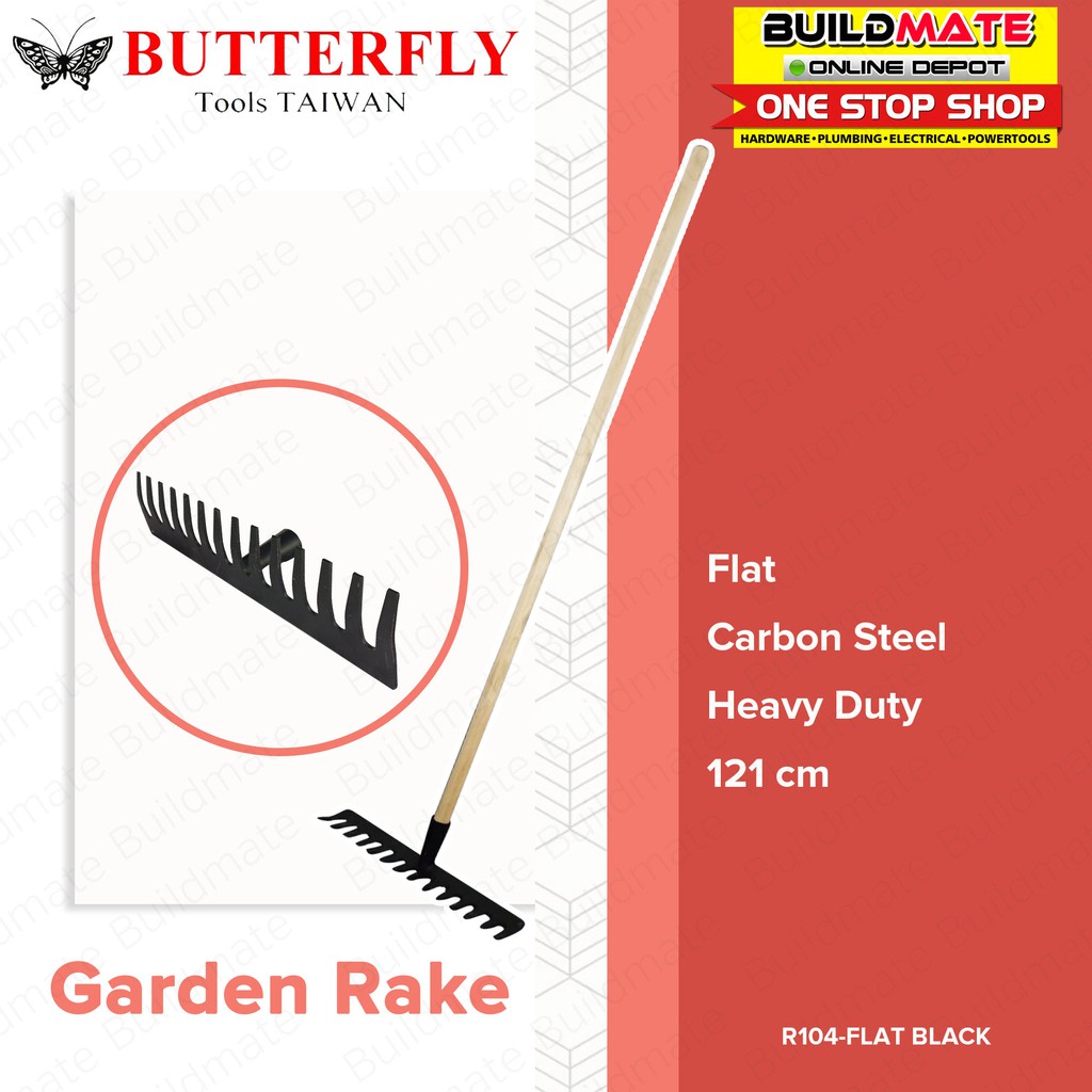 BUTTERFLY Garden Rake with Handle and Screw R104 (FLAT / BLACK ...
