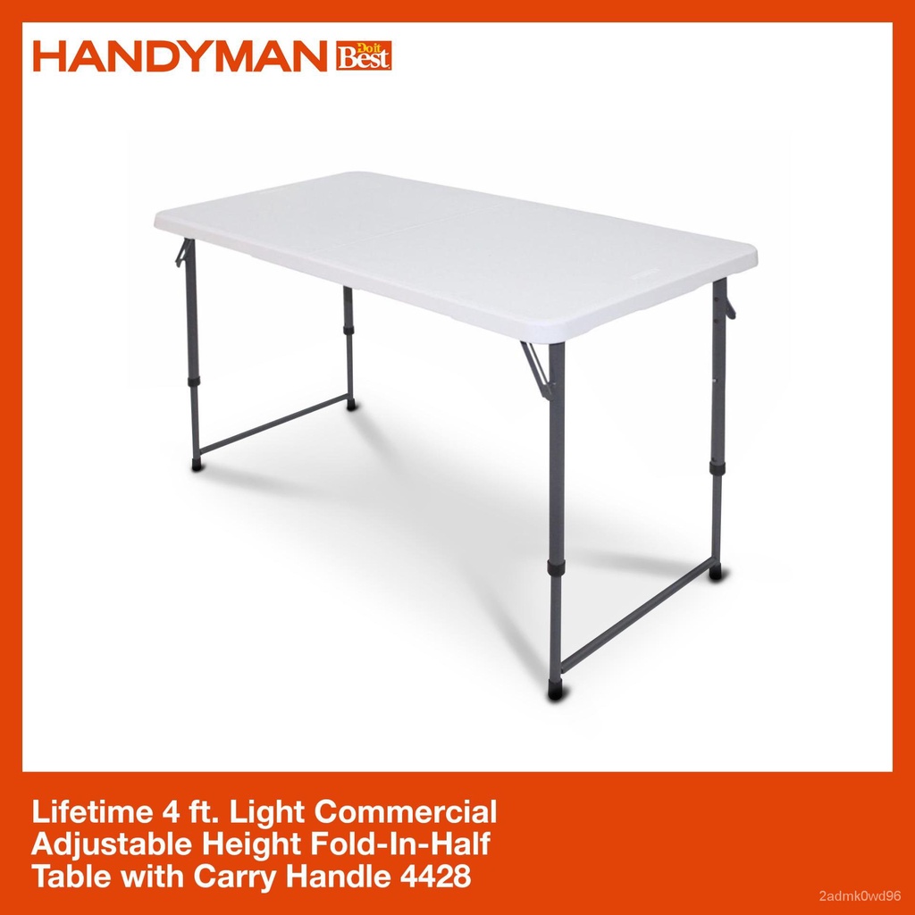 Lifetime 4-Foot Adjustable Fold-In-Half Table (Light Commercial)