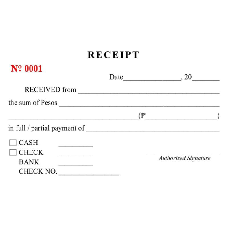 RECEIPT - 10 PADS 2PLY GENERIC CARBONIZED ACKNOWLEDGEMENT RECEIPT FORMS ...