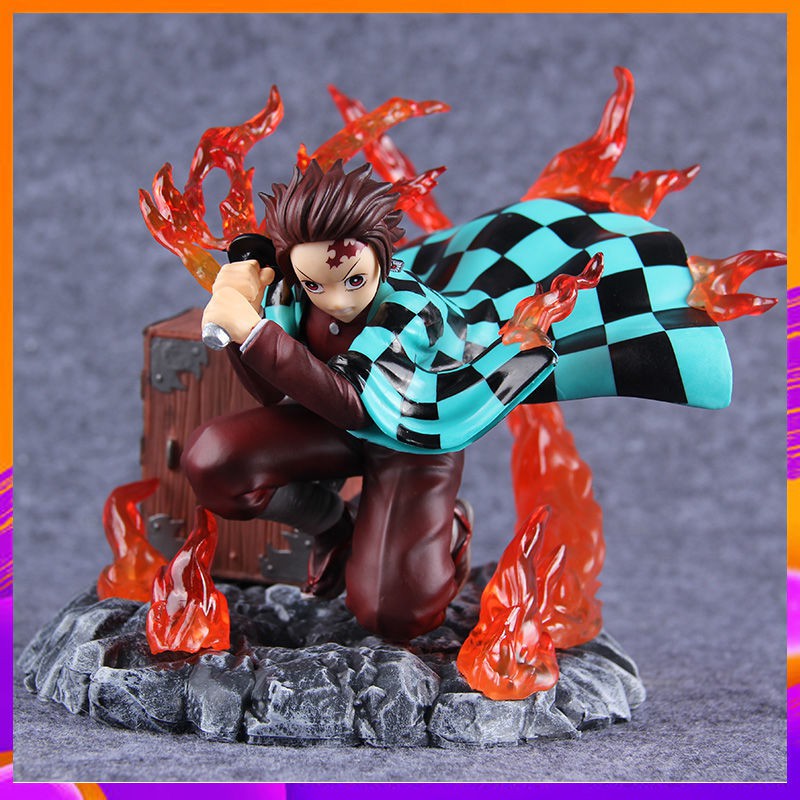 Demon Slayer Blade Tanjiro Kamado GK Flame Tanjiro Statue Model Boxed ...