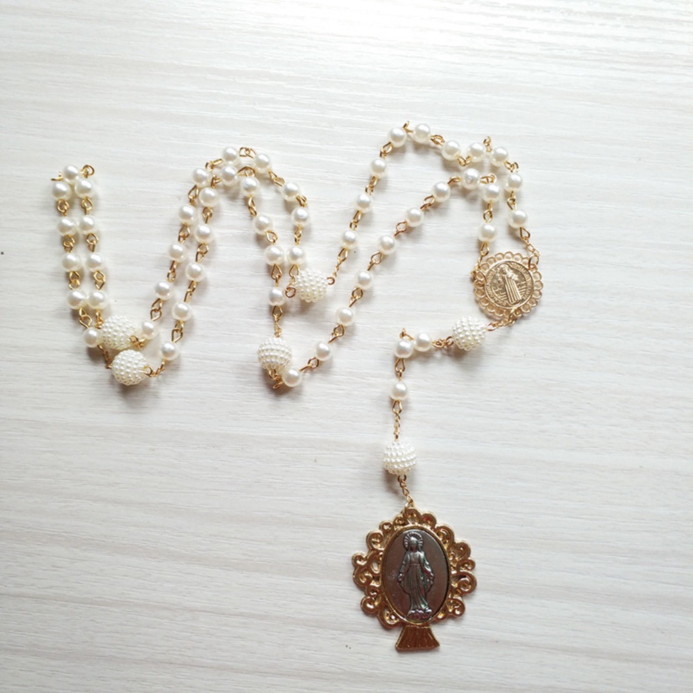 Religious St Benedict Centerpiece White Prayer Beads Chain Chaplet Our ...