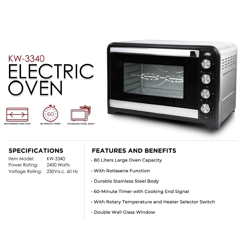 Kyowa KW3340 Electric Oven 80L Stainless KW3340 (Houseware Express