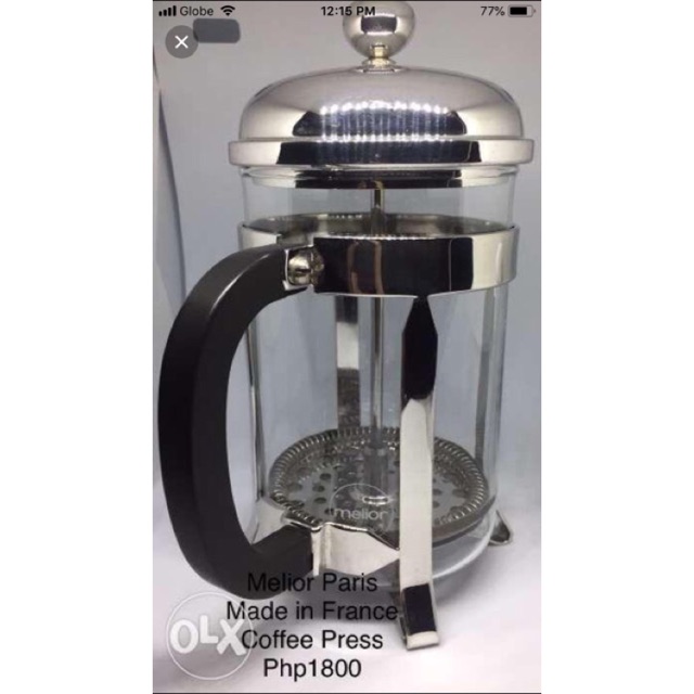 EXC BIG MELIOR PYREX 12 Cup French Press Coffee Maker Plunger Melior France  (MC)