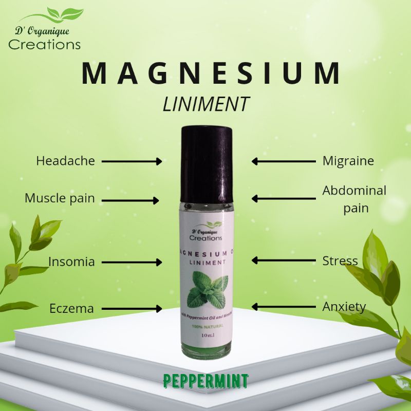 Magnesium Liniment Roller Blend 10ml(Migraine,Insomia,Headache,Muscle