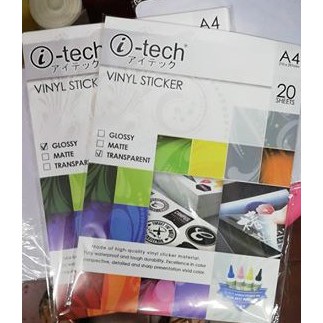 A4 I-TECH PRINTABLE VINYL STICKER GLOSSY/TRANSPARENT | Shopee Philippines